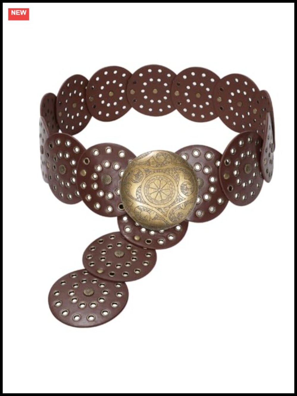 Western Leather Belt for Women Hollow Disc Cowgirl Waist Belt